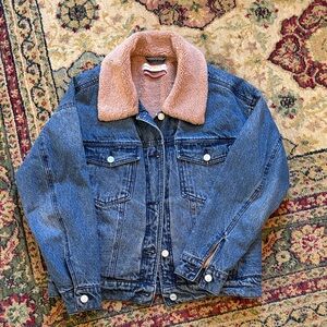Anthropologie Pilcro Shearling Sherpa lined Denim Jacket